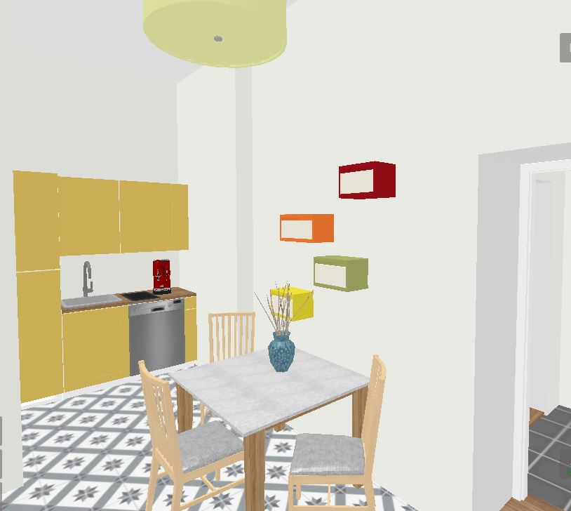 Die ersten Entwürfe in 3D von der Ferienwohnung der sammlunghirschfeld in Gaas bei Eberau Küche